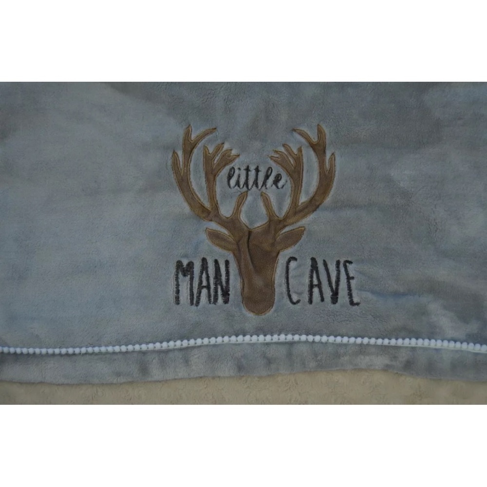 Levtex Baby Little Man Cave Deer Blanket Gray Tan White Hunting Buck Lovey